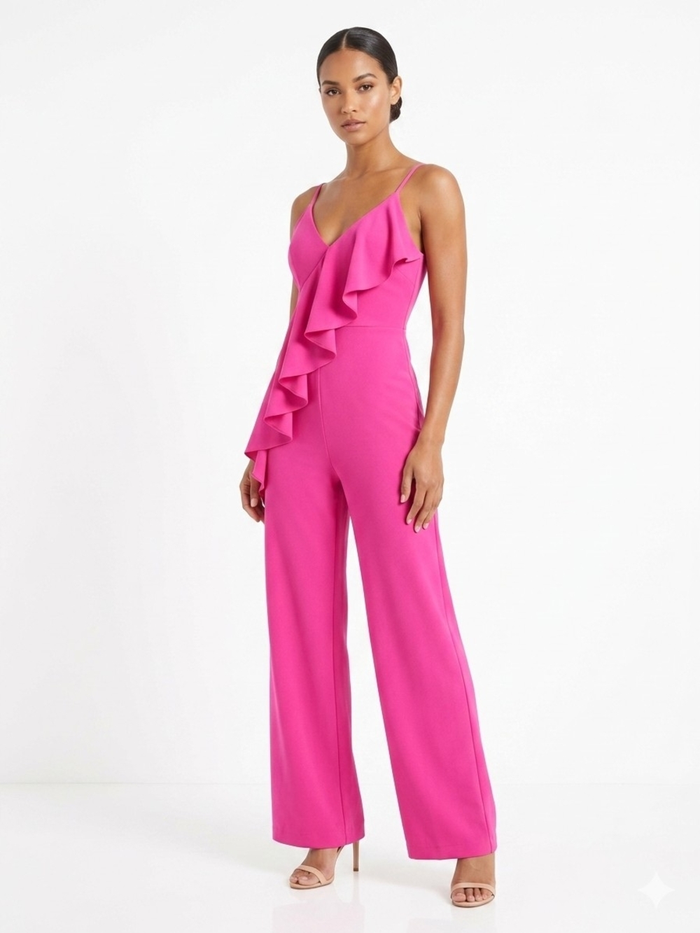 DO+BE Bright Fuchsia Ruffle-Front Jumpsuit